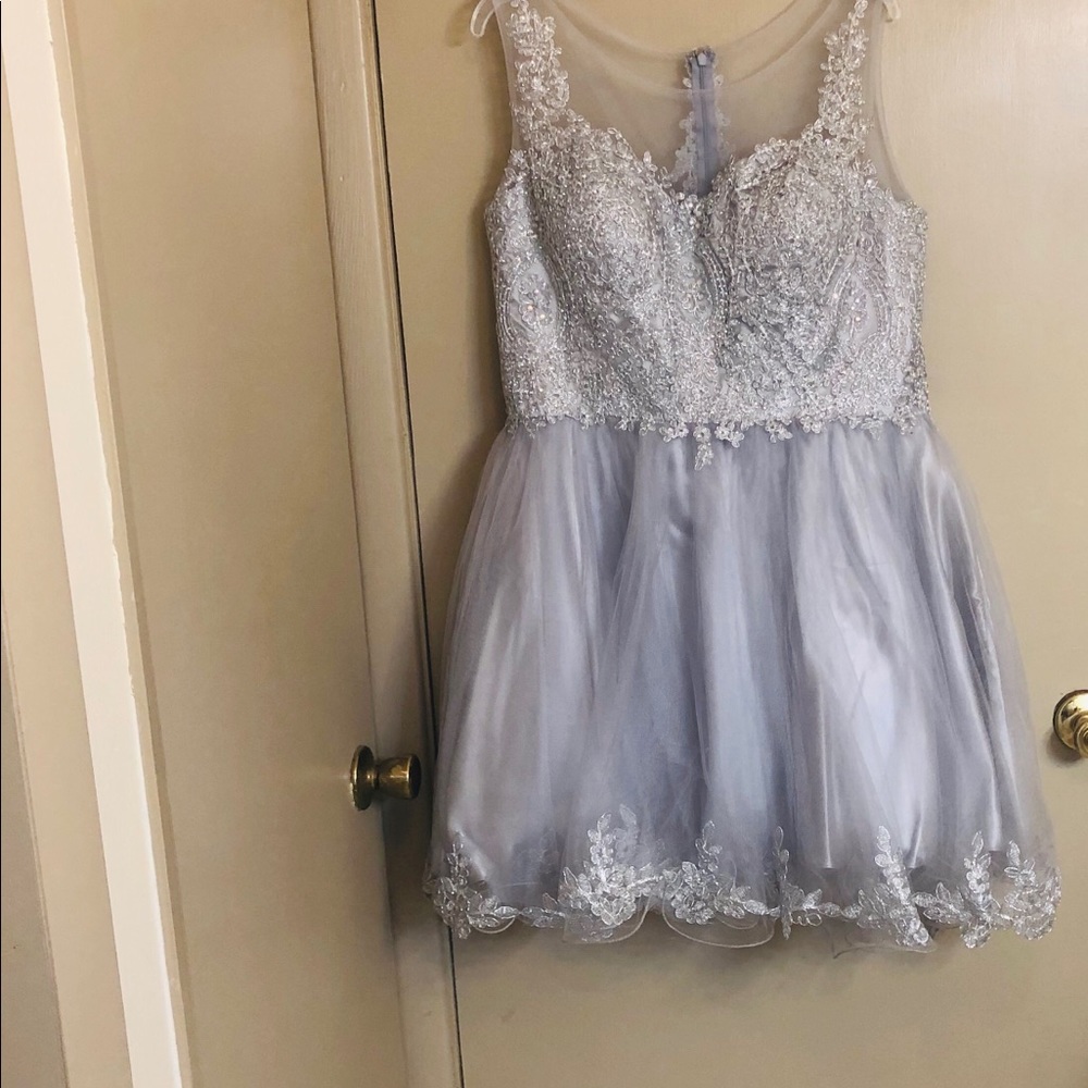 Silver Embellished Bridesmaid Dress